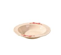 Cream Style Bowknot Dishes Tableware Household Ceramic Rice Bowl Soup Noodle Plate Spoon Mug Coffee Cup (Plate 8.7 inches)