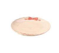 Cream Style Bowknot Dishes Tableware Household Ceramic Rice Bowl Soup Noodle Plate Spoon Mug Coffee Cup (Plate 6 inches)