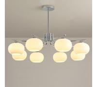 Cream Style Persimmon Chandelier, Pastoral Living Room Lamp, Vintage Country Lighting, Retro Light Fixture with Antique Finish, Classic Chandelier, Cozy Warm Light,Chrome,8 Heads
