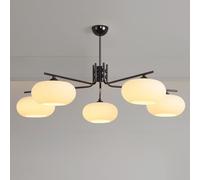 Cream Style Persimmon Chandelier, Pastoral Living Room Lamp, Vintage Country Lighting, Retro Light Fixture with Antique Finish, Classic Chandelier, Cozy Warm Light,Black,5 Heads
