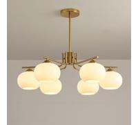 Cream Style Persimmon Chandelier, Pastoral Living Room Lamp, Vintage Country Lighting, Retro Light Fixture with Antique Finish, Classic Chandelier, Cozy Warm Light,Gold,6 Heads
