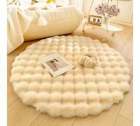 Cream Style Rabbit Plush Round Carpet Sofa Round Cushion Floor mat Living Room Coffee Table Bedside Carpet Bubble Velvet A,110cm
