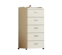 Cream Style Rolling File Cabinet with Drawers - Plastic Office Storage Table for Home & Under Desk, Layered Printer Stand (52x40x102.5cm)