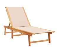 (cream, sun lounger) vidaXL Sun Lounger Bed Outdoor Garden Recliner Solid Acacia Wood and Textilene