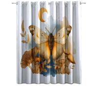 Cream Super Soft Curtain for Bedroom W 29.5" x L 65.4", Thermal Eyelet Curtains for Sun Blocking with Exquisite Animals Butterflies Pattern for the Living Room - 2 Panels