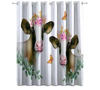 Cream Super Soft Curtain for Bedroom W 46.1" x L 72.0", 2 Panels, Thermal Eyelet Curtains for Sun Blocking Drapes Sets with Minimalism Glamorous Animals Cows pattern for Living Room