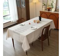 Cream Table Cloth - 140 X 180CM Christmas Beige Boho Rectangle Large Crochet Patchwork Tablecloth for Party