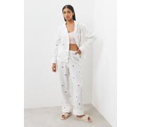 Cream Teacup Print Double Cloth Traditional Pyjamas L