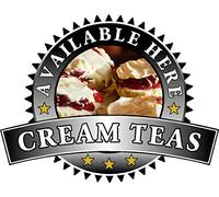 Cream Teas Sold Here Sticker - Sandwich Catering Sign Cafe Restaurant Vinyl Decal (Small 150 x 195mm, Black)