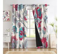 Cream Thermal Eyelet Curtains 65 X 90 Inch, 2 Panels Indian-Style Floral Patterns Blackout Curtains, Exquisite And Elegant Room Darkening Drapes For Bedroom, Living Room & Doors