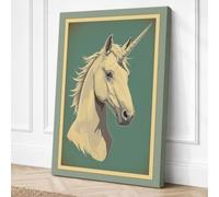 Cream Unicorn Vintage Canvas Wall Art Print 30x20 Inch (76 x 51 cm)