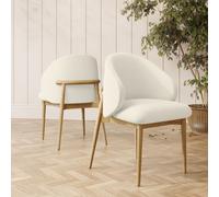 Cream Upholstered Curved Dining Chair with Limewash Solid Oak Exposed Back - Kori - Available in a set of 2, 4 and 6