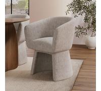 Cream Upholstered Curved Tub Swivel Accent Chair - Cher