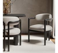 Cream Upholstered Dining Chair with Solid Wood Black Exposed Back - Darla
