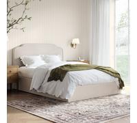 Cream Upholstered Double Ottoman Bed with Scalloped Headboard - Siena