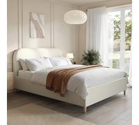 Cream Upholstered King Size Bed Frame with Curved Headboard - Zara
