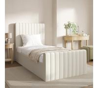 Cream Upholstered Single Side-Lift Ottoman Bed - Khloe