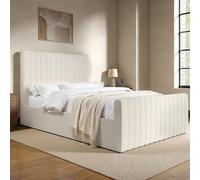 Cream Upholstered Small Double Side-Lift Ottoman Bed - Khloe