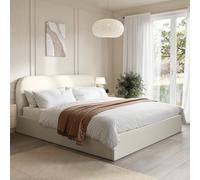Cream Upholstered Super King Ottoman Bed with Curved Headboard - Zara