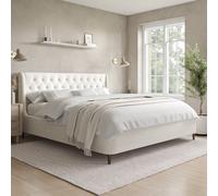 Cream Upholstered Super King Ottoman Bed with Legs - Amara
