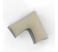 (Cream) V Shaped Quilted Pillow with Free Flannel V Pillowcase 100% Brushed Cotton Pillowcase Warm Cosy Back Neck & Pregnancy Support Pillow