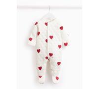 Cream Valentines Heart Print Quilted Sleepsuit 2.5 Tog 3-6 months