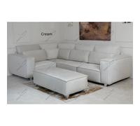 (Cream Velvet, 5 Seater Corner Sofa) SNOOZE Online Velvet Sloane 3 and 2 Seater Sofa Sets, Corner Sofas For Living Room, Upholstered Plush Fabric 3 Seater Velvet Sofas