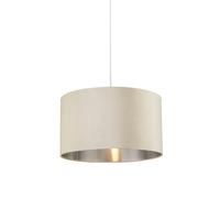 Cream Velvet Drum Shade Silver Inner D50Cm Lamp Shade Lighting Collection Cream One Size