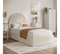Cream Velvet Single Side-Lift Ottoman Bed with Curved Headboard - Nora
