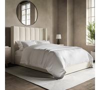 Cream Velvet Small Double Ottoman Bed With Winged Headboard - Maddox