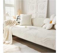 Cream Velvet Sofa Cover for 3/2/1 Seater AntiSlip with Armrests ScratchProof Stain Resistant 70x210cm - Stylish Protection for Your Furniture