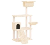 (Cream) vidaXL Cat Tree with Sisal Scratching Posts 131 cm Cat Climber Multi Colours