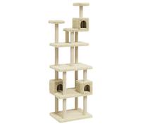 (cream) vidaXL Cat Tree with Sisal Scratching Posts 188cm Cat Play Tower Multi Colours