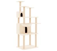 (cream) vidaXL Cat Tree with Sisal Scratching Posts Cat Scratch Tower Climber Dark Grey