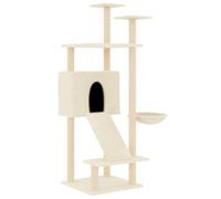 (cream) vidaXL Cat Tree with Sisal Scratching Posts Cat Scratch Tower Climber Dark Grey