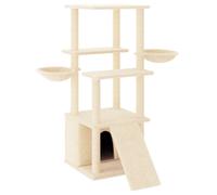 (cream) vidaXL Cat Tree with Sisal Scratching Posts Cat Scratch Tower Climber Dark Grey