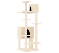 vidaXL Cream Cat Tree with Sisal Scratching Posts and Plush Material - Multi-Level Tower for Climbing, Perching, and Relaxing - Your Cats will Love it