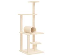 (cream) vidaXL Cat Tree with Sisal Scratching Posts Cat Scratch Tower Climbing Tree