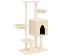 (cream) vidaXL Cat Tree with Sisal Scratching Posts Cat Tower Pet Cat Climbing Tree