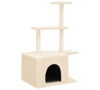 (cream) vidaXL Cat Tree with Sisal Scratching Posts Cat Tower Pet Cat Climbing Tree