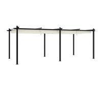 (cream) vidaXL Garden Gazebo with Retractable Roof Tent Canopy Sun Shlter Aluminium