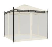 vidaXL Gazebo with Mesh Walls Cream 2.93x2.93 m Steel