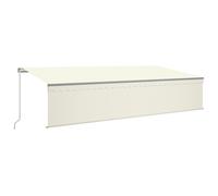 (cream) vidaXL Manual Retractable Awning with Blind Outdoor Awning Sunshade Canopy