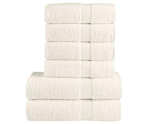 (cream) vidaXL Premium Towel Set 6 Piece Absorbent Shower Towel Bath Towels 600 gsm