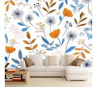 Cream Wallpaper Mural Poster, Minimalism Artistic Flowers 3D Panoramic Custom Wallpaper 59 x 41 inch (W x H) - for Living Room Bedroom Decoration