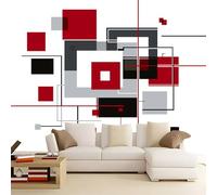 Cream Wallpaper Mural Poster, Modern Abstract Geometric Blocks 3D Panoramic Custom Wallpaper 59 x 41 inch (W x H) - for Living Room Bedroom Decoration