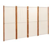 vidaXL Room Divider 4-Panel Cream White 280x180 cm Textilene & Acacia Wood