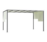 Cream White 3.99m x 2.99m Pergola with Retractable Roof & Solar LED Lights