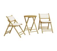 (cream white, 55 x 75 cm) vidaXL Folding Bistro Set 3 Piece with Cushions Bar Set Table and Chair Bamboo