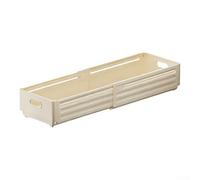 Cream White Extendable Wardrobe Box For Organizing Socks, Sturdy Plastic Drawer Divider With Dust Proof Lid For Home Closet, 28cm Length(Medium Cream)